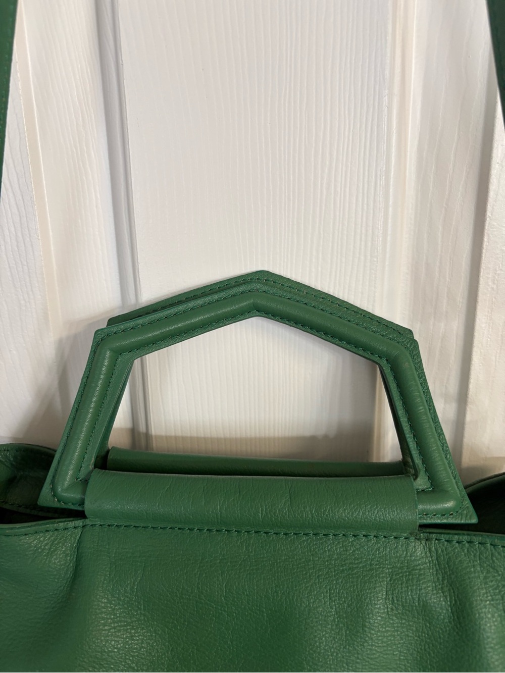 Anna Paola Emerald Green Structured Leather Satchel - Picture 9 of 9